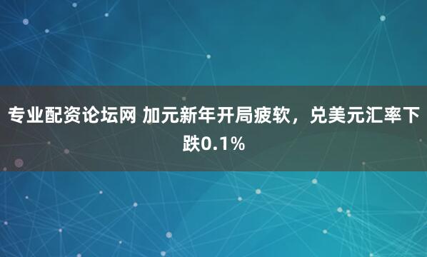 专业配资论坛网 加元新年开局疲软，兑美元汇率下跌0.1%